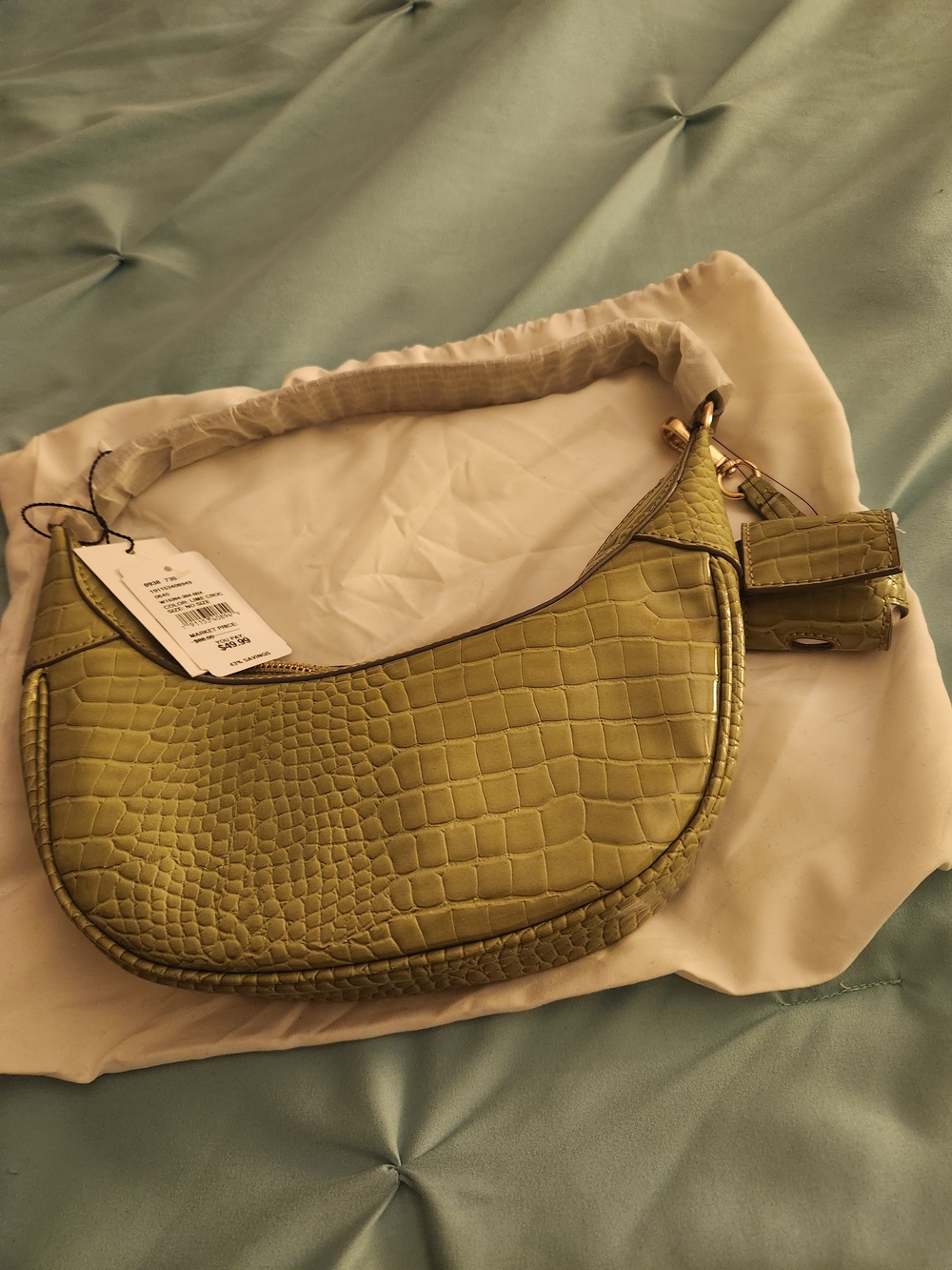 Jason Wu Olive Croc-Embossed Hobo with Mini Coin Pouch